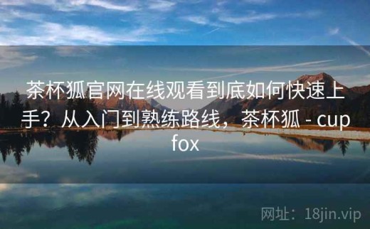 茶杯狐官网在线观看到底如何快速上手？从入门到熟练路线，茶杯狐 - cupfox