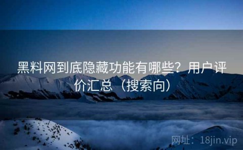 黑料网到底隐藏功能有哪些？用户评价汇总（搜索向）