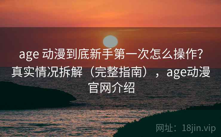 age 动漫到底新手第一次怎么操作？真实情况拆解（完整指南），age动漫官网介绍